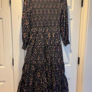 Hill House Black Floral Long Sleeve Dress